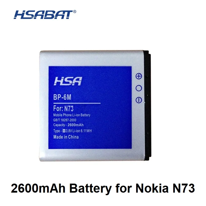 

2600mAh BP-6M / BP 6M High Capacity Battery Use for Nokia N73 N77 N93 N93S 3250 6151 6233 6234 6280 6288 6290 9300I 9300 BP6M