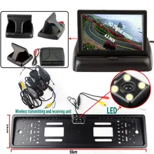Inalámbrico para Coche Sistema de Estacionamiento Estilo con 4.3 ”de pantalla Plegable de Matrícula con Cámara con Transmisor