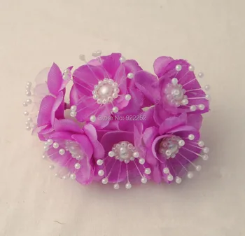 

4-4.5CM artificial small fabric rosas wtih beads,diy craft arrangement wrist corsage,boutonniere,bridal bouquets, garland hair