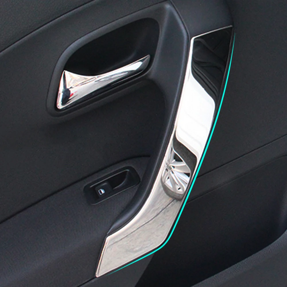 

Car styling stainless steel inner door armrest Handle decorative trim cover For Volkswagen vw POLO 2011-2017 car sticker