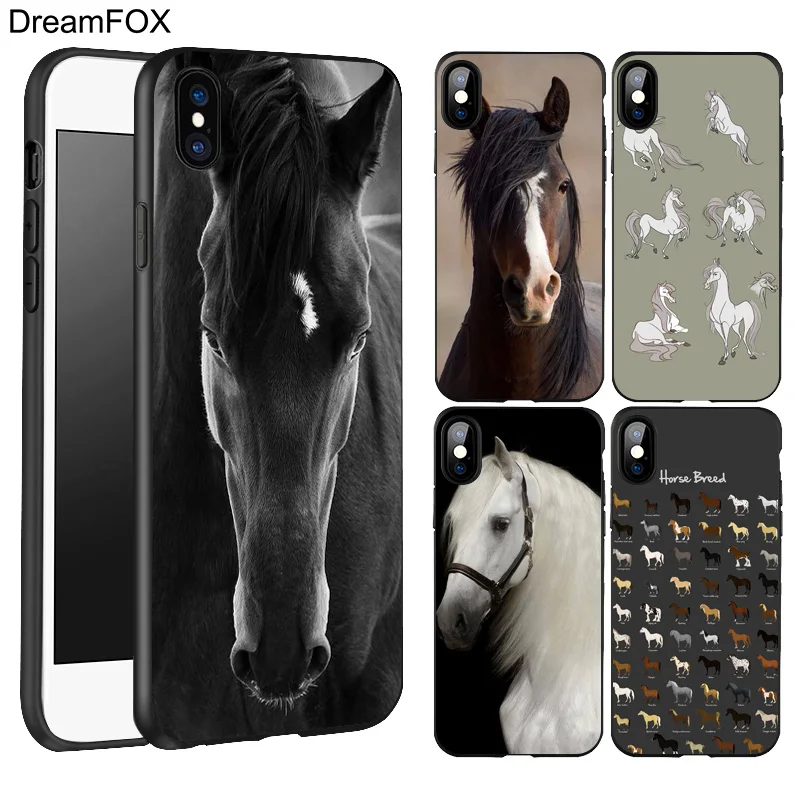 DREAMFOX L186 Horse Series Black Soft TPU Silicone Case Cover For Apple iPhone 11 Pro XR XS Max X 8 7 6 6S Plus 5 5S 5G SE |