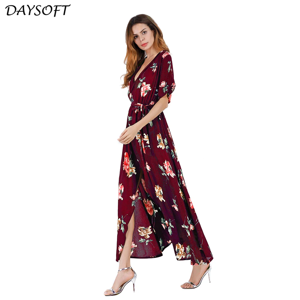 DAYSOFT пикантные пляжное платье Vestidos Для женщин макси Цветочный принт шик