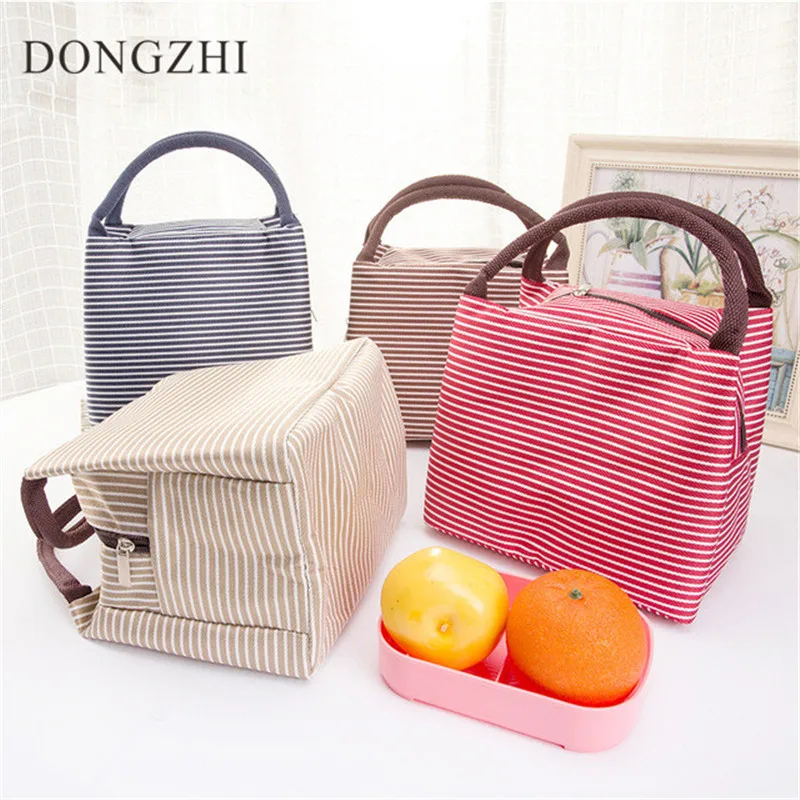 

NEW Stripe Lunch Box Bag With Handle Insulated Lunch Bags Picnic Camping Lunch Container For Food Storage Lunch Holder LB018