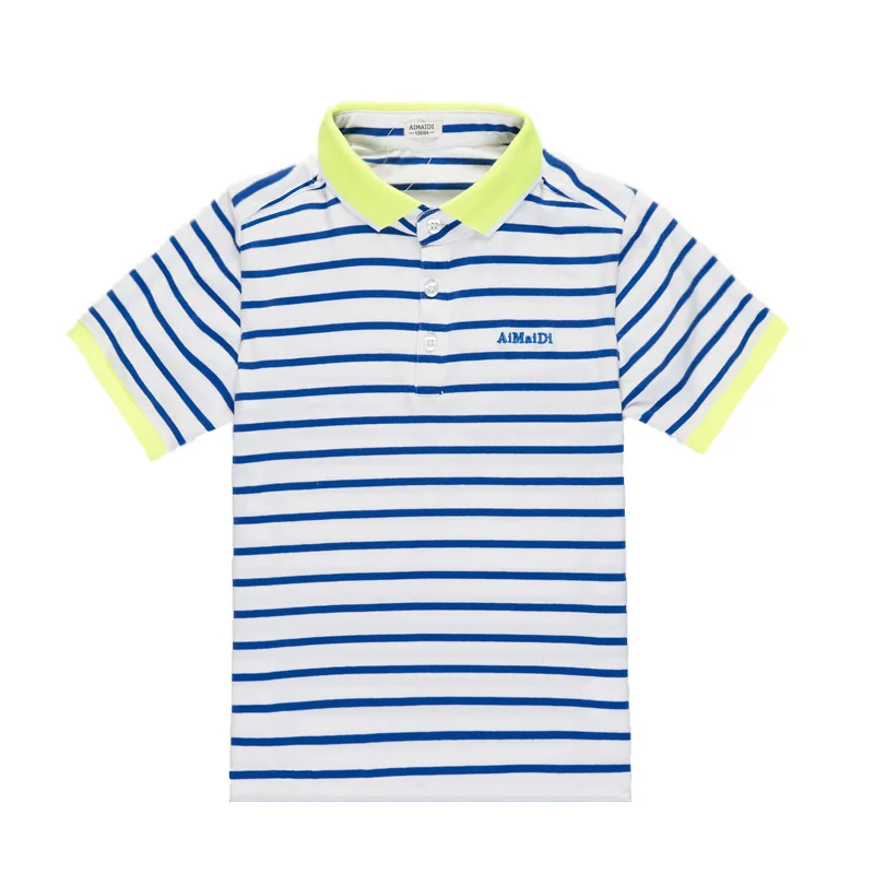 

2019 Fashion 110-165cm 4-12 14 15 Years Teenage Children 100% Pure Cotton Short Sleeve Blue Kids Baby Boy Summer Striped T Shirt