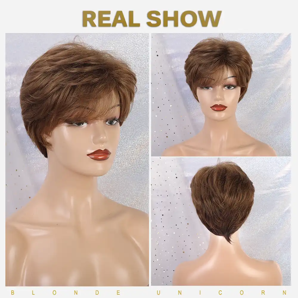 Blonde Unicorn 6 Inch Light Brown Highlights Synthetic Wigs For