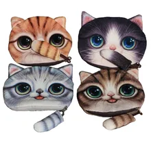 New Cute 3d animal Face Zipper Case cat Coin font b Purse b font female font