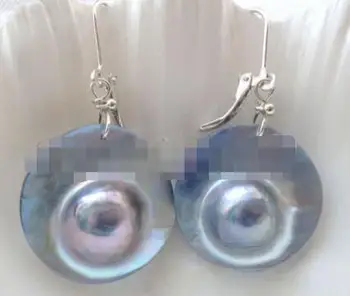 

AAA 22mm natural white sea water Mabe blister pearl earring - 925