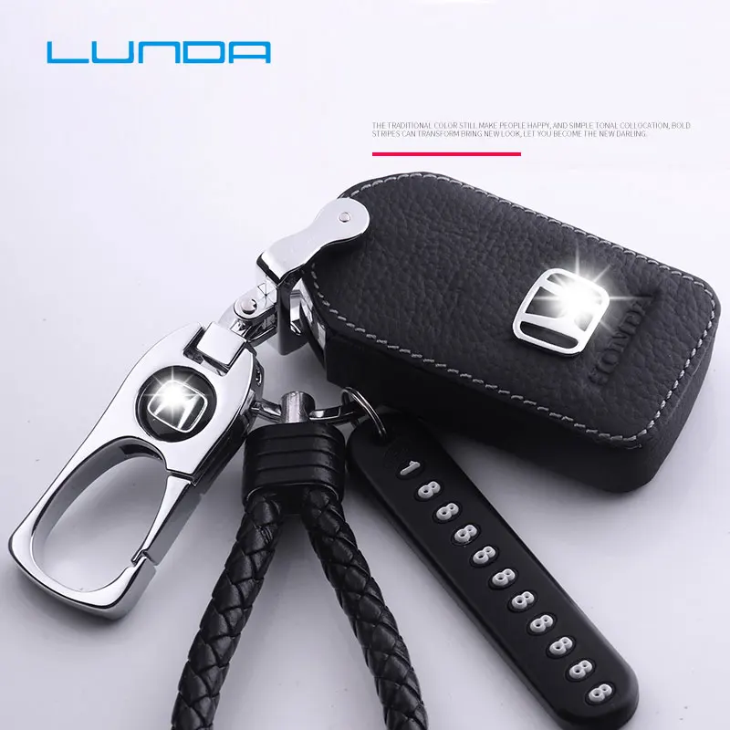 

Genuine leather car key case For Honda Accord CRV CRZ XRV URV Odyssey Civic City crosstour CRIDER VEZEL Auto metal Key Rings
