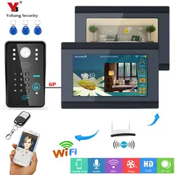 Yobang Пароль безопасности RFID 2X7 дюймовый монитор Wi-Fi Беспроводной видеодомофон дверной звонок телефон Системы слот для карты SD приложение