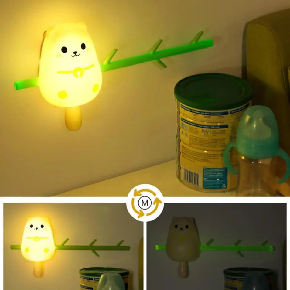 

MUQGEW 2 Color Cute Animal Hook Wall Lamps Home Decoration LED Bedroom Bookcase Usb Led Night Light Home Decor Creative Gift