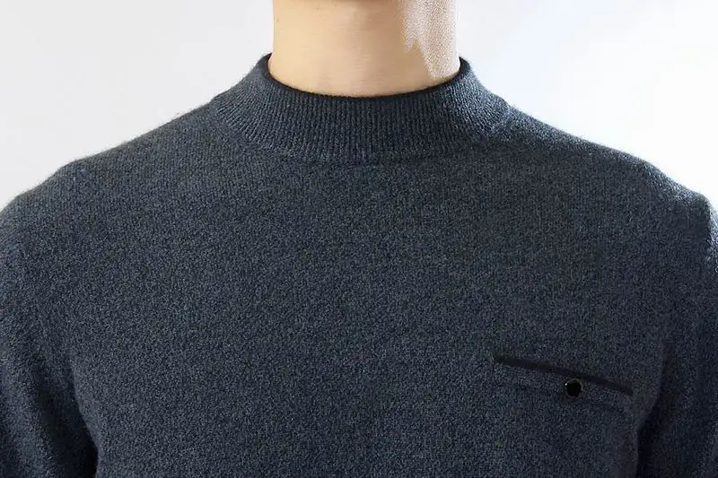 Pure Cashmere Sweater For Men Winter Pullover Solid Dark Gray Casual High Quality Natural fabric Free shipping Stock Clearance