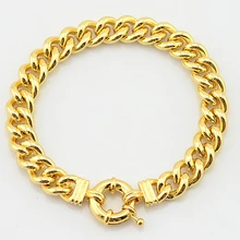 10 мм широкий мужской женский желтое золото цвет звено Снаряженная кубинская браслет браслеты аксессуары