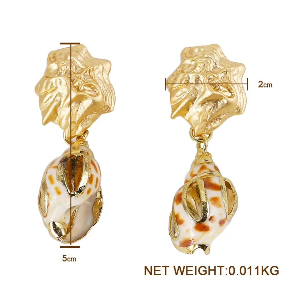 Girlgo Новые висячие серьги-капельки в виде раковины для женщин элегантные жемчужные массивные серьги Макси золотой кулон Ювелирное Украшение