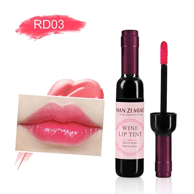 6 Colors Available Sexy Waterproof Wine Bottle Shaped Lipstick Lip Tint Long Lasting Liquid Lip Gloss Cosmetic Makeup Tools Gift - Цвет: RD03