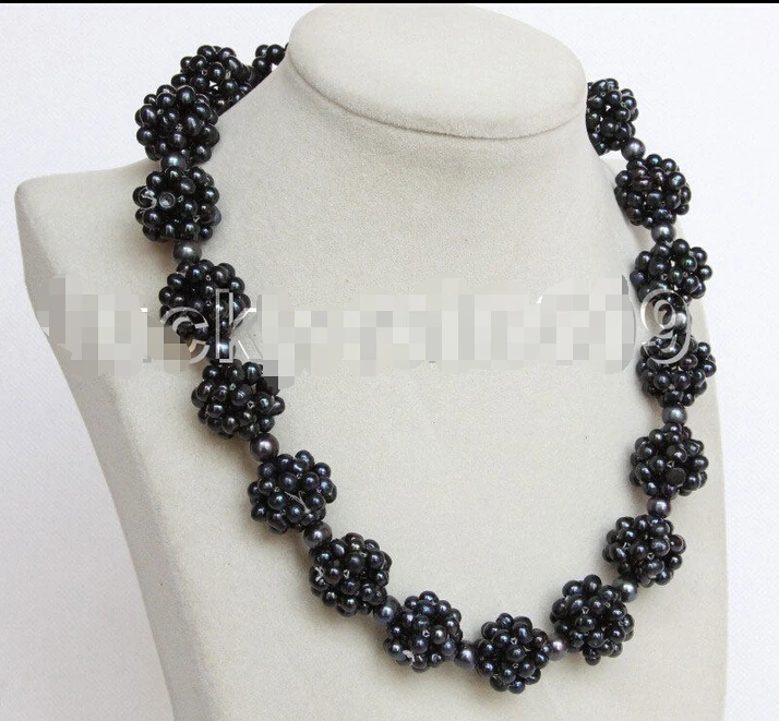 

FREE shipping>>>>>>NEW 18" 17mm black Freshwater pearls beads ball necklace E9352