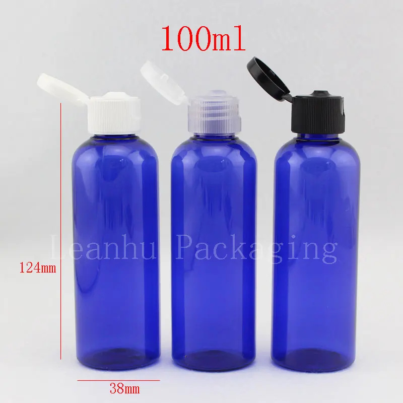 100ml Empty Blue Shampoo Plastic Travel Bottles With Flip Top Cap,Refillable Personal Care