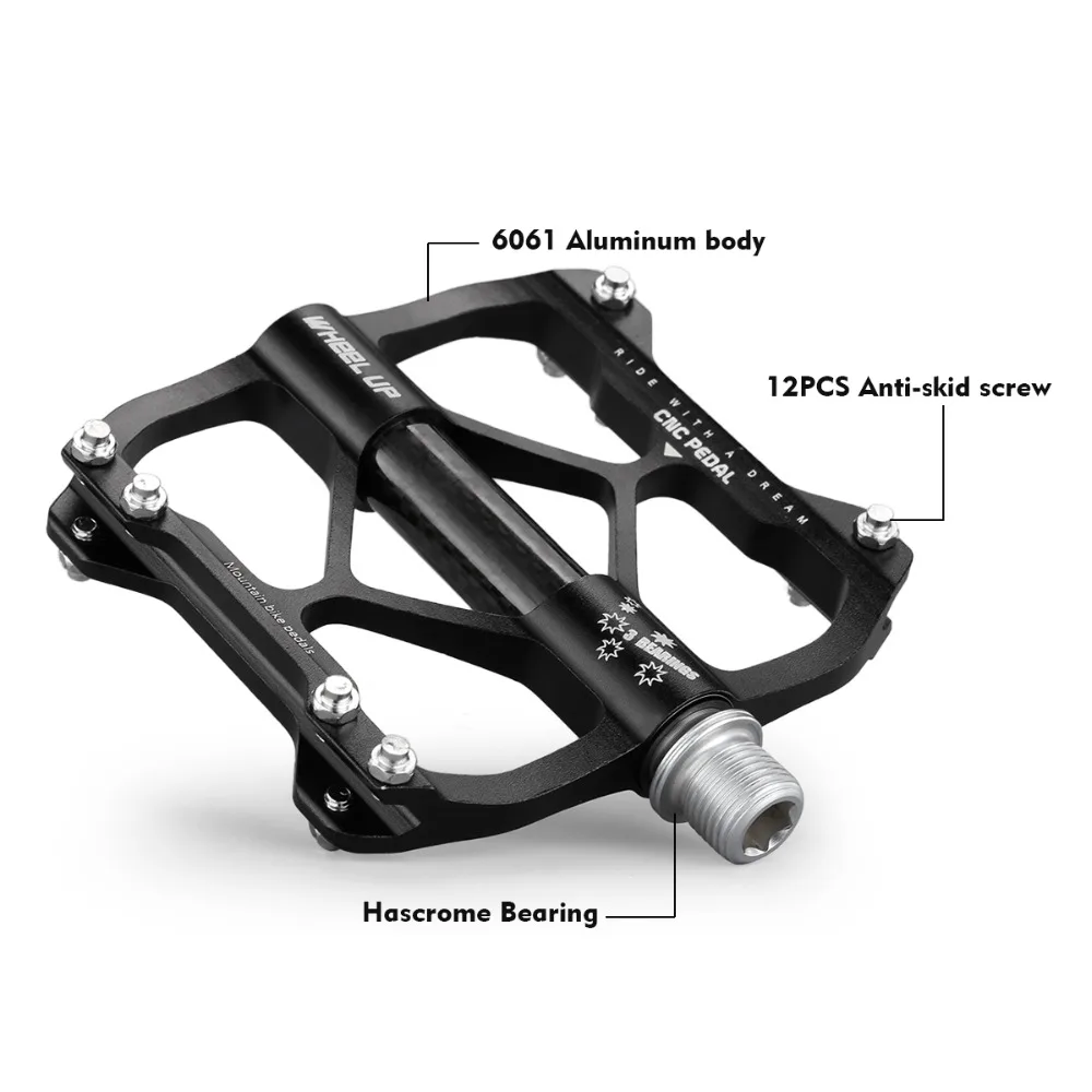 Велосипедные педали из алюминиевого сплава с карбоновой трубкой, педали для горного велосипеда, велосипедные педали с ЧПУ, 3 подшипника, велосипедные педали