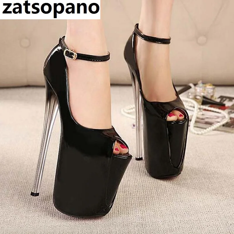 

Brand Solid 22CM High Heel Women Pumps 2019 New Arrival Plus Size Women Shoes Buckle Strap Sexy Platform Ladies Party High Heels