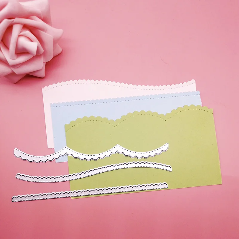 Stitched Scallop Scalloped Border Lace Edge Metal Cutting Dies Stencils