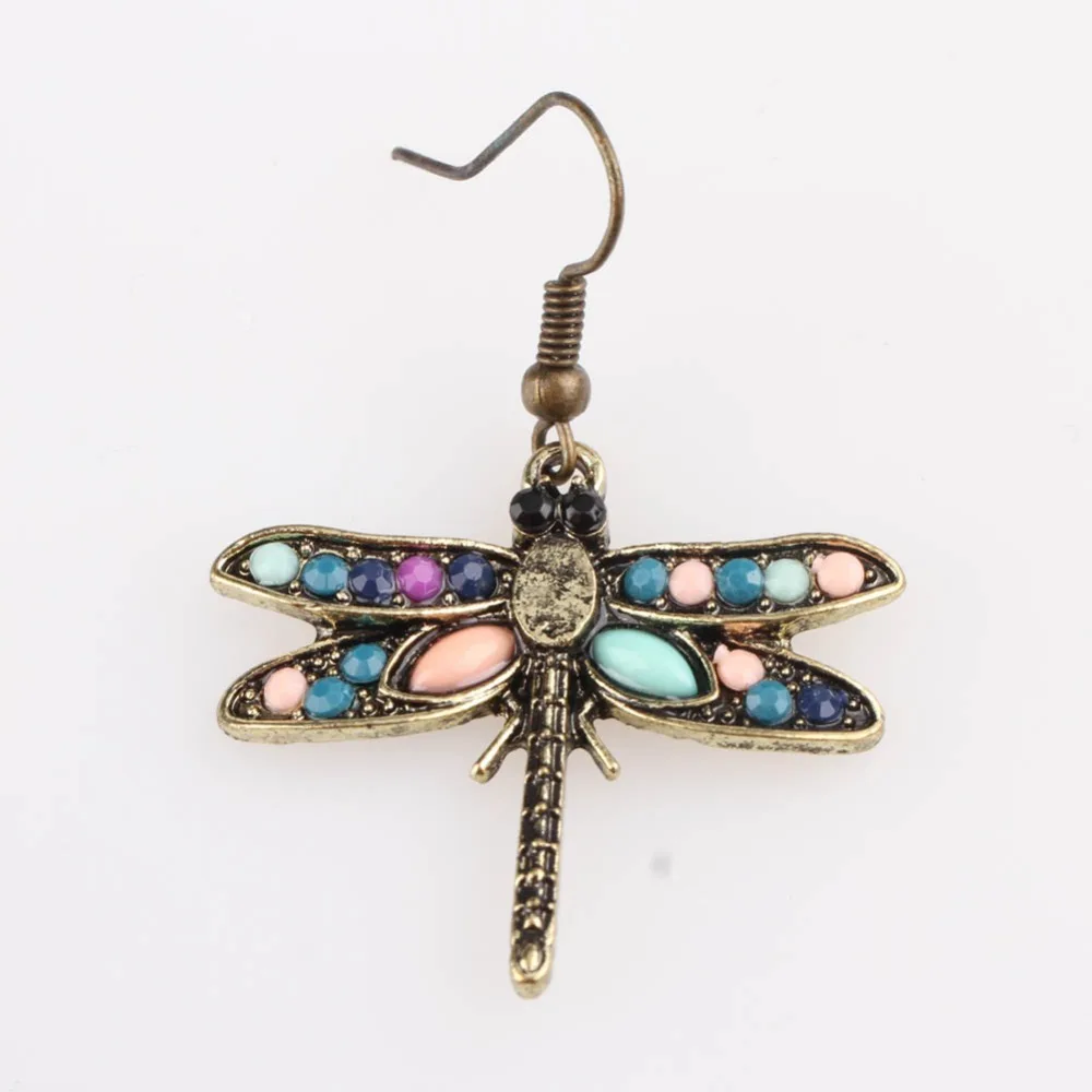 

Trendy Dragonfly Shaped Woman Earrings Color Antique Bronze Charming Jewelry Drop Shipping