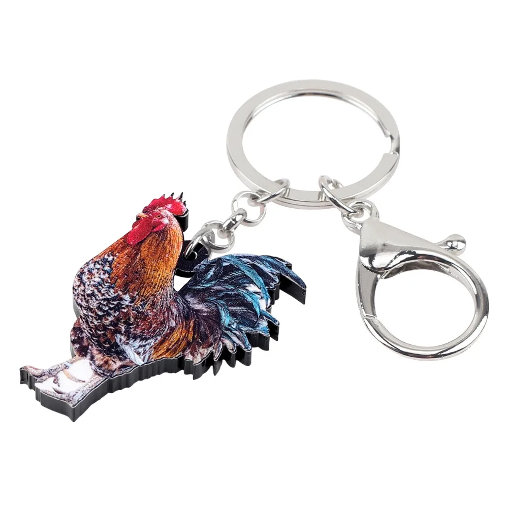 Acrylic Floral Farm Chicken Rooster KeyChains Rings For Women Bag Jewelry Charms Acrylic Floral Farm Chicken Rooster KeyChains Rings For Women Bag Jewelry Charms