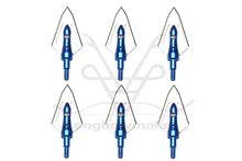 Longbowmaker 6pcs Blue hunting arrow broadheads 100Grain 2 blade – Fits Crossbow and Compound 6BLDP
