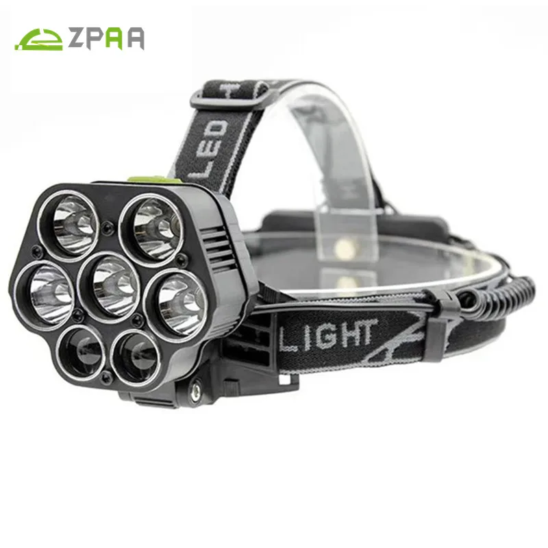 

ZPAA Blue light white USB 7 led headlamp head lamp headlight T6 15000 lumens powerful LED flashlight head torch Outdoor Lighting