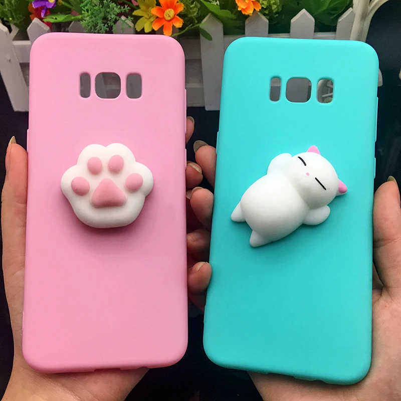 3d Squishy Cat Silicon TPU Soft Cases For Samsung Galaxy S8 S9 plus S7 S6 J3 J5 J7 2017 j510 J710 j310 A6 Candy Back phone Cover (2)