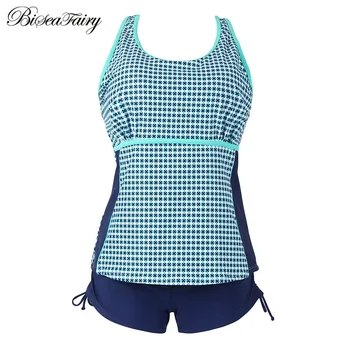 

BISEAFAIRY 2019 Mid Waist Swimsuit New Ruffle Vintage Bikinis Swimwear Women Print Top Striped Bottom Bathing Suits Female Suit
