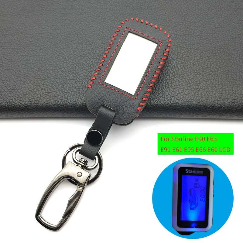 Leather Case Key Cover For Starline E90 E63 E91 E61 E95 E66 E60 LCD Two Way Car Alarm Remote Keychain Transmitter | Автомобили и