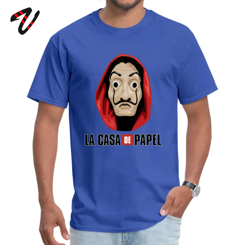 Personalized Money Heist O Neck Tshirts Summer Fall Tops T Shirt Short Sleeve for Men Slim Fit All Cotton Normal T Shirt Money Heist 28806 blue