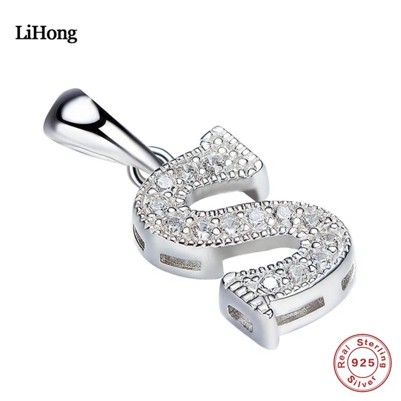 

92 Silver Necklace AAA Zircon Crystal Letters DIY Pendant Necklace Men & Women Jewelry