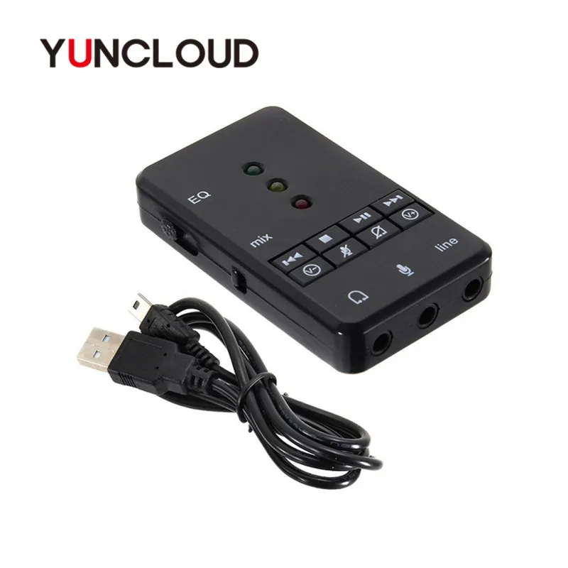 YUNCLOUD Sound Card USB 2.0 External 7.1 Channel 3D Audio Adapter with 3.5mm Headset Microphone for Tablet PC Desktop Notebook