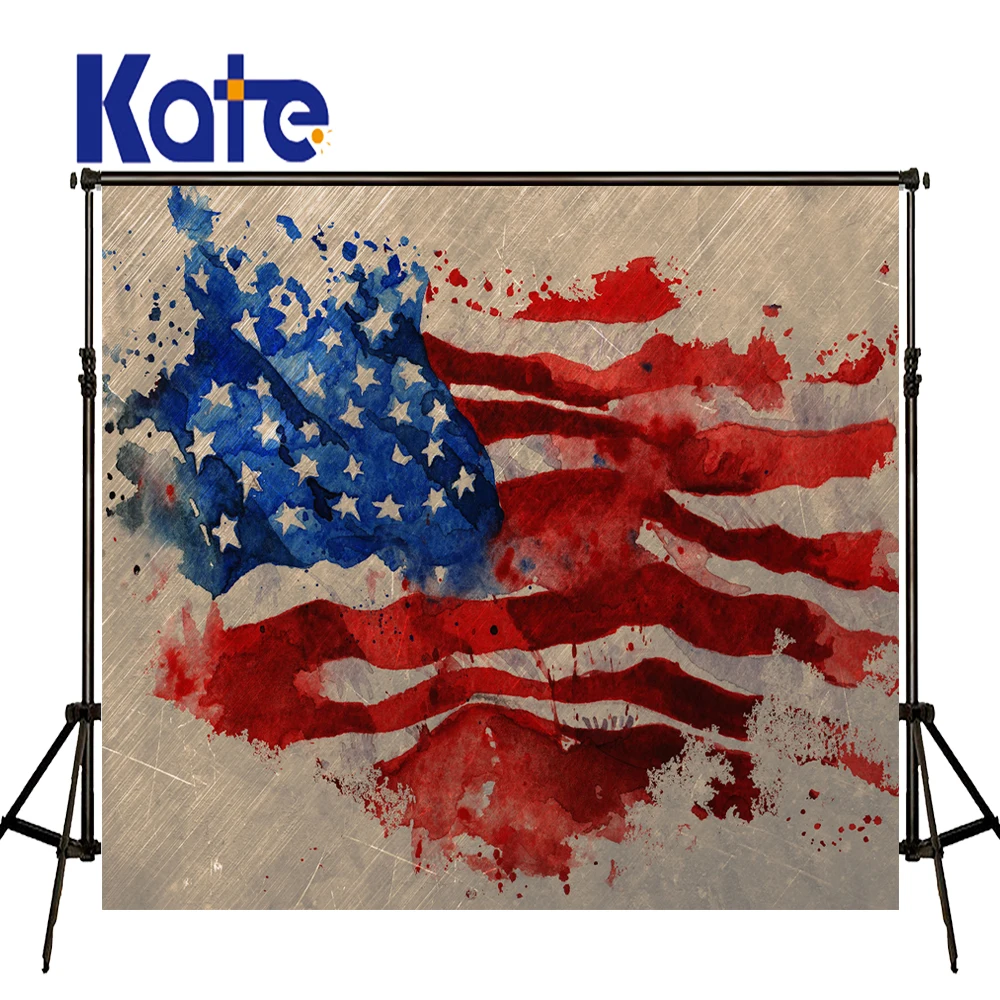 

KATE 5x7ft Independence Day Background American Stars and Stripes Backdrop Vintage Wood Planks Graffiti Backdrop for Studio