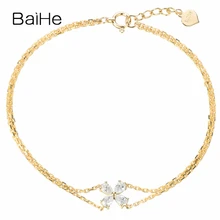 BAIHE Solid 14 K желтое золото 0.33ct Сертифицированный H/SI настоящие натуральные бриллианты свадебные женские классические ювелирные изделия Подарочный браслет
