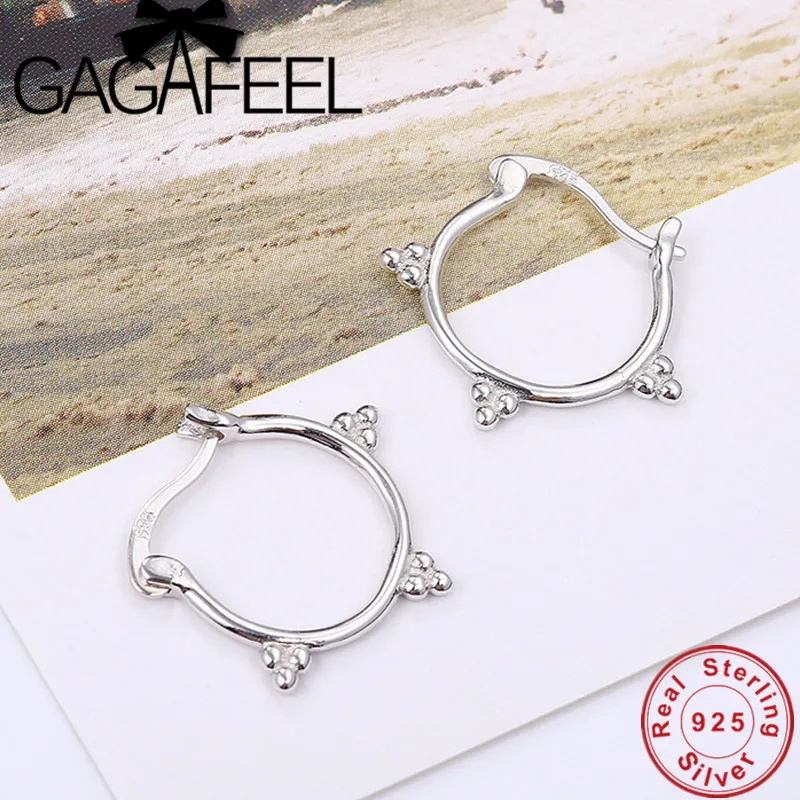 

GAGAFEEL 100% 925 Sterling Silver Vintage Stud Earrings Irregular Round Small Earrings for Women Girls' Jewelry Christmas Gift