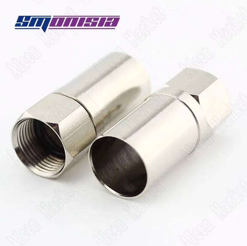 

smonisia 500pcs-1000pcs Metric Cable TV Connector F Plug RG11 75-7 Cold Press F Jack Full Copper High Quality