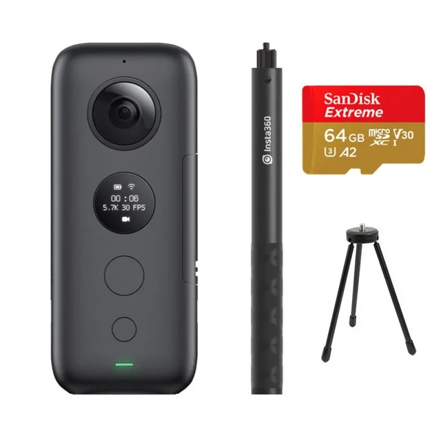 Bundle 4 Insta360 ONE X Спортивная Экшн-камера 5,7 K видео VR Insta 360 для iPhone и Android с батареей 64G 128G аксессуары - Цветной: Bundle 4