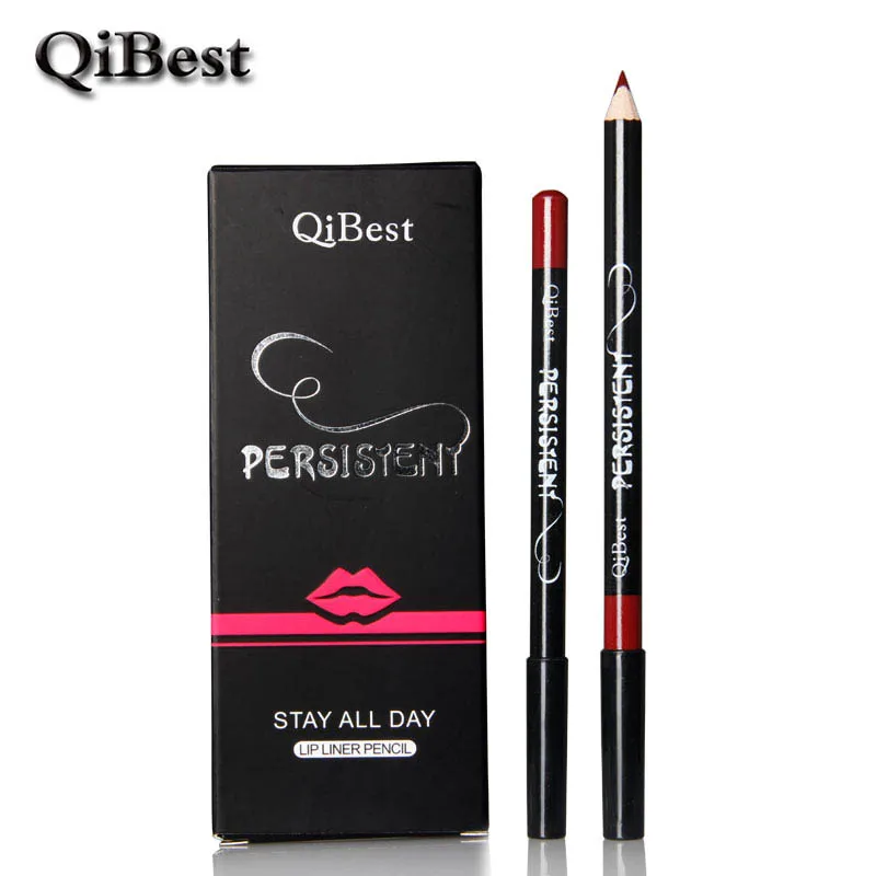 Qibest 12 шт. Карандаш Для Губ Водонепроницаемый Set Smooth Lipliner перо Долгое Обнаженная