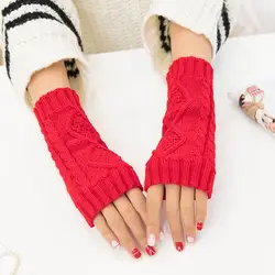 1 пара Для женщин; сезон зима-весна; с открытыми пальцами теплые перчатки длинные вязаные перчатки до локтей NFE99