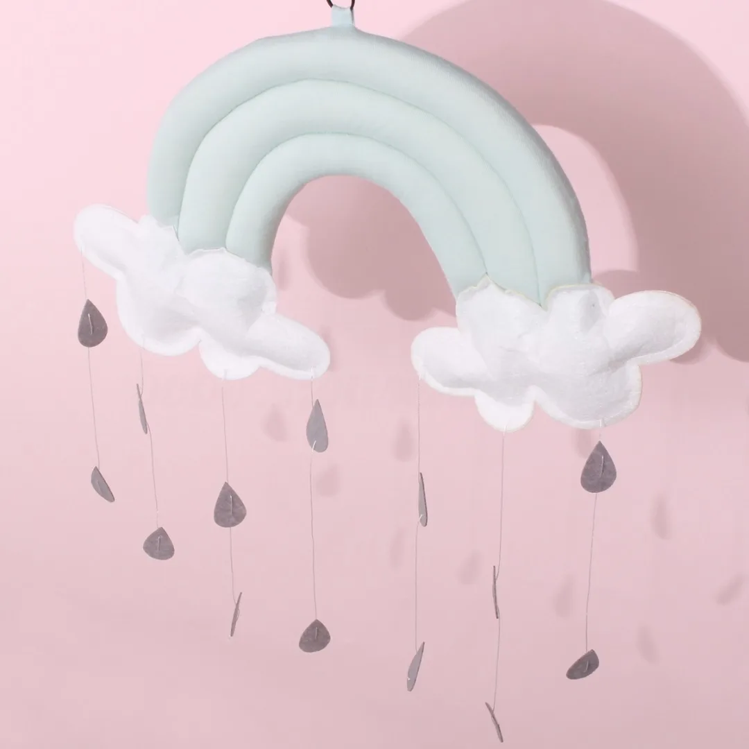 1pc Rainbow Cloud Rain Drops Bed Wall Hanging Photo Prop Baby Nursery Bedroom Decor
