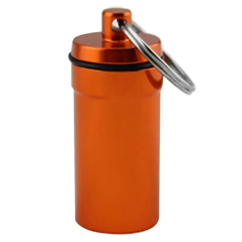 1 шт. портативная Водонепроницаемая мини-бутылка для хранения лекарств на открытом воздухе алюминиевая водонепроницаемая бутылка для хранения лекарств брелок для ключей-контейнер - Цвет: Оранжевый