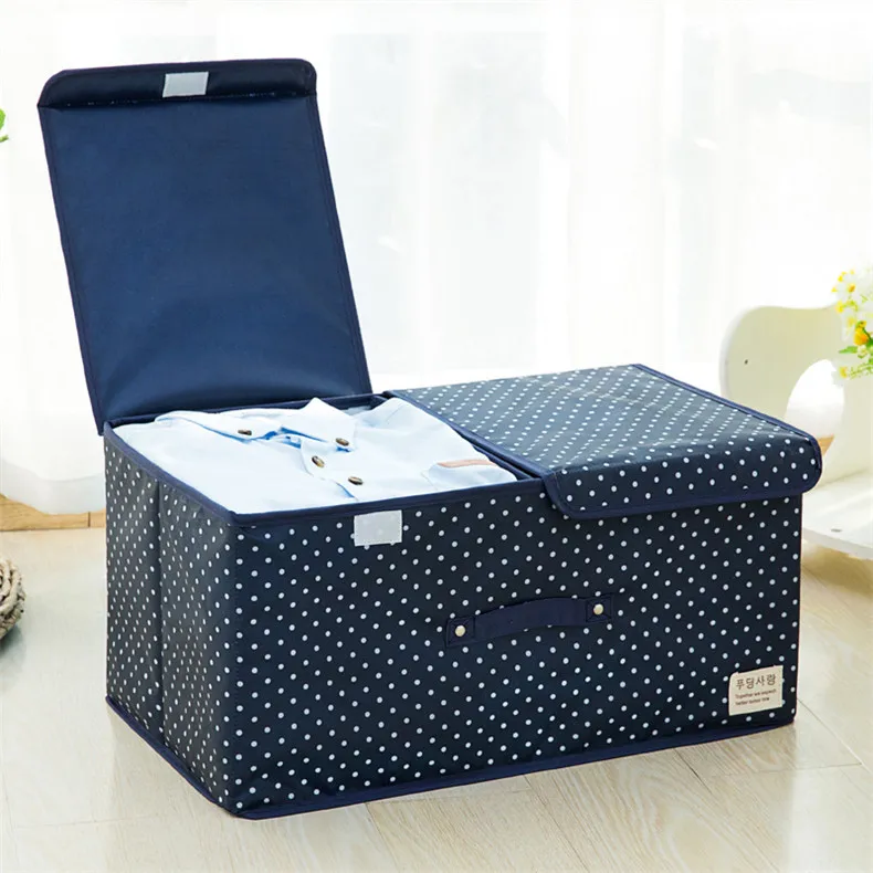 Waterproof Oxford Cloth Storage Box Foldable Double Lid Underwear Bra Socks Container Organizer Sundries Clothes Storage Box