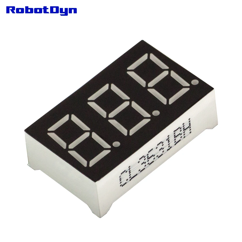 

5pcs = 3-Digit 7-segments LED Display tube, decimal dots, Multicolor: Blue, Green, Yellow, Red, White, disp. size 22x14mm, 0.36