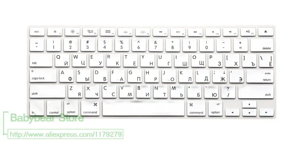 Чехол-клавиатура с русскими буквами для Macbook Air Pro retina 13 15, защита для ноутбука, России, Для iMac 13,3 15,4 - Цвет: USsliver
