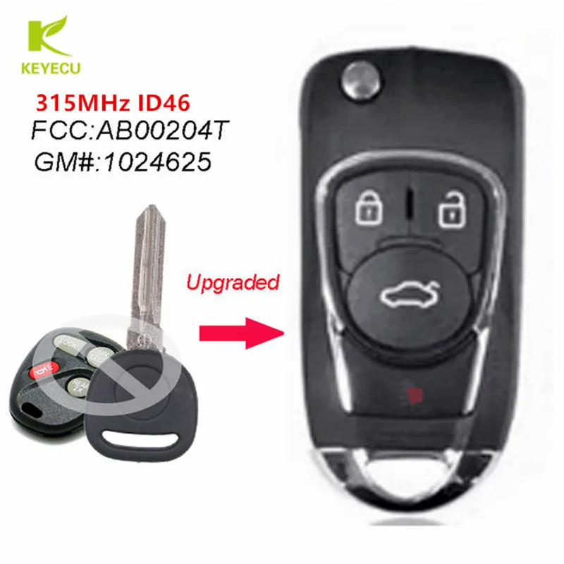 KEYECU Upgraded Flip Remote Car Key Fob 315MHz ID46 for Buick Chevrolet