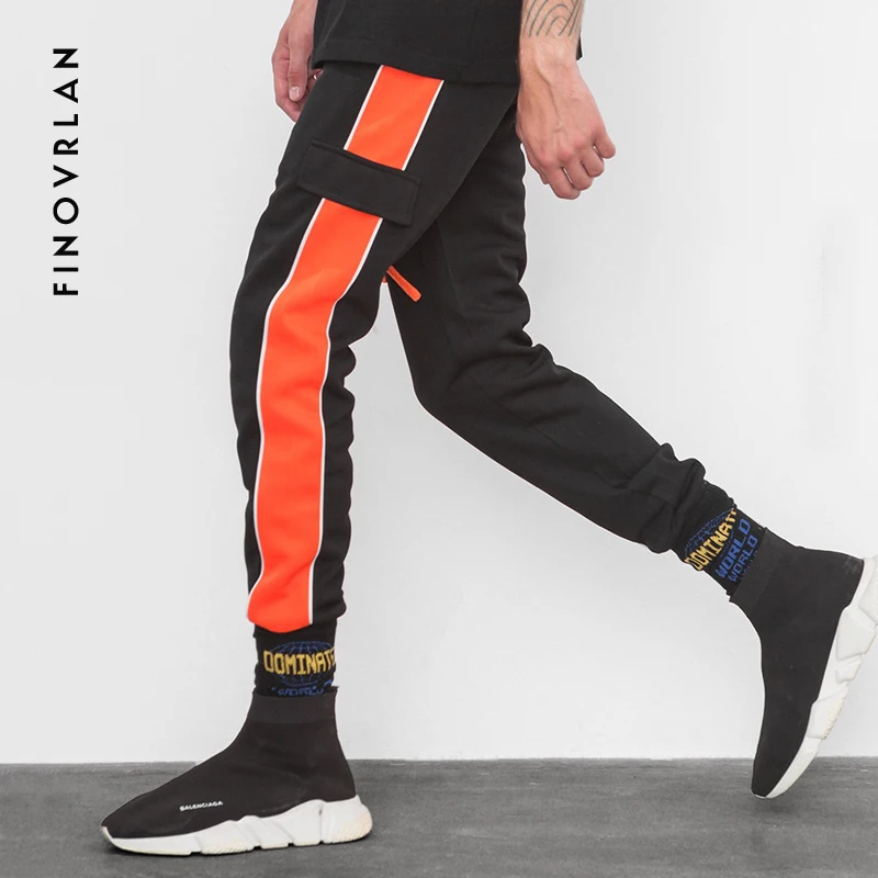 

2018 New Autumn Mens hip hop Sweatswear Pants Printing Side Stripe Pockets Men Vintage Sweatpants Streetwear Harajuku