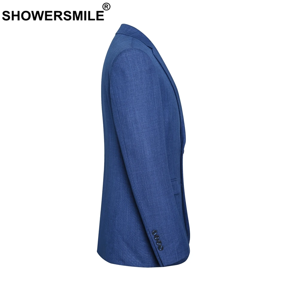 SHOWERSMILE, умный Повседневный Блейзер, мужской осенний темно-синий костюм, синий приталенный однотонный пиджак размера плюс 4xl, брендовый пиджак, мужская одежда