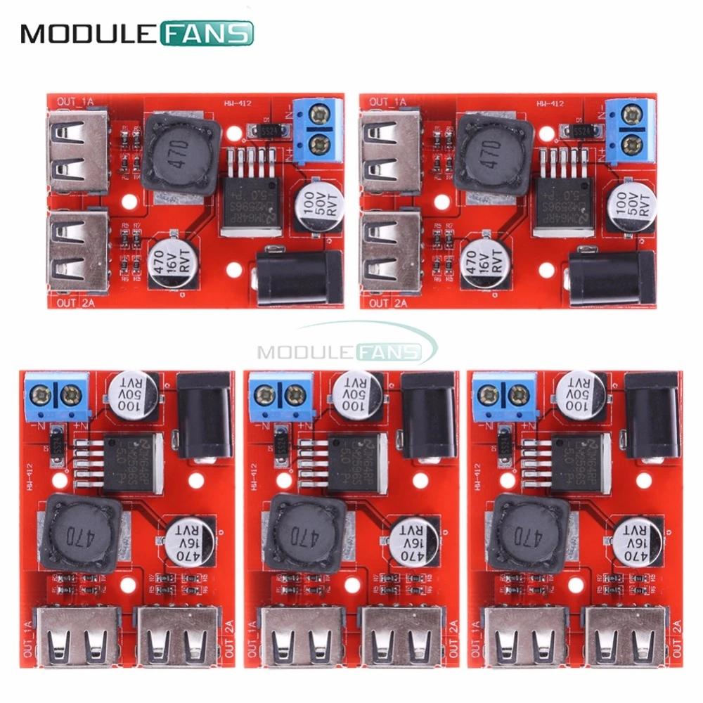 LM2596 LM2596S двойной USB DC 9 в 12 В 24 36 до 5 3A понижающий преобразователь Плата