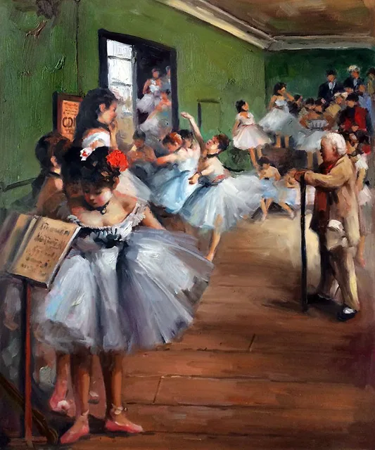 Handmade Ballet Dancer Girls Painting The Dance Class by Edgar Degas